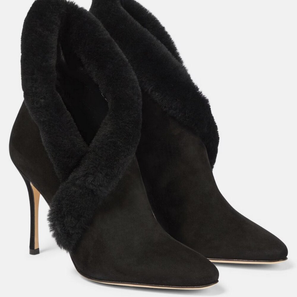 Manolo Blahnik Nestanu 105 Suede Ankle Boots